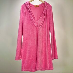 Juicy Couture Pink Terry Hooded Tunic Dress S Made in USA